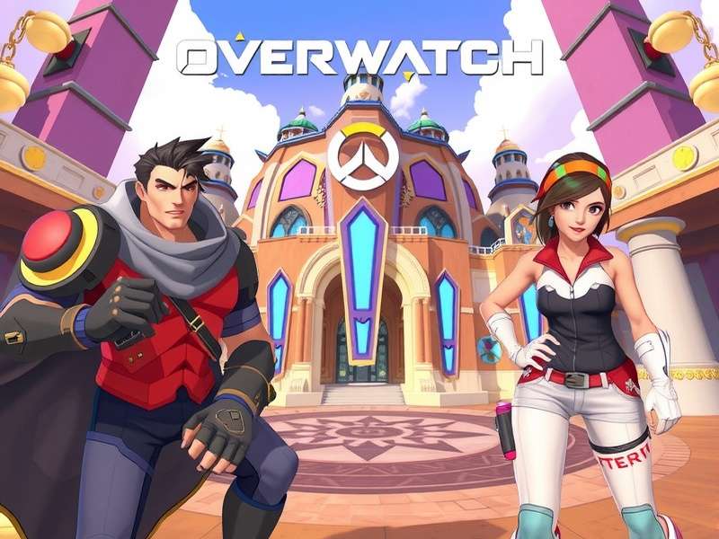 Overwatch 2 PC gaming setup with colorful RGB lighting