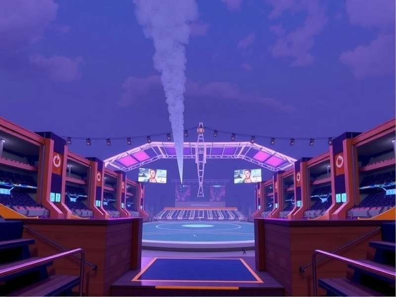 Ana Overwatch 2 using Biotic Rifle in a stadium-like environment