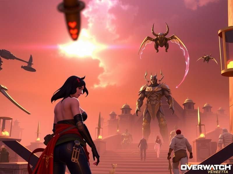 Overwatch 2 competitive match showcasing team fight with multiple heroes