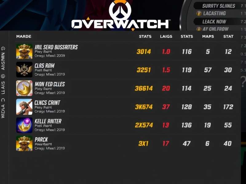 Overwatch 2 competitive match statistics dashboard showing hero performance metrics