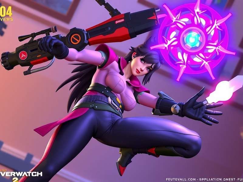 D.Va in her MEKA suit launching missiles in Overwatch 2