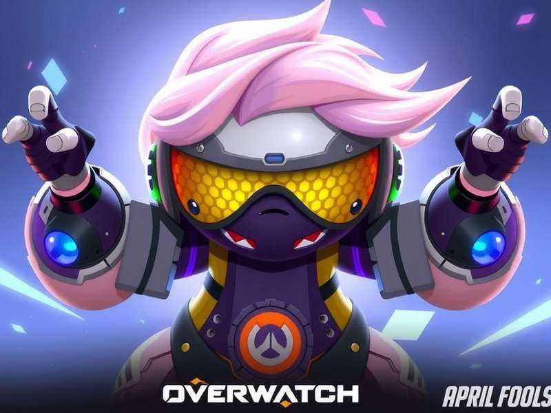 Overwatch 2 April Fools 2025 hero lineup with festive confetti and hilarious ability icons