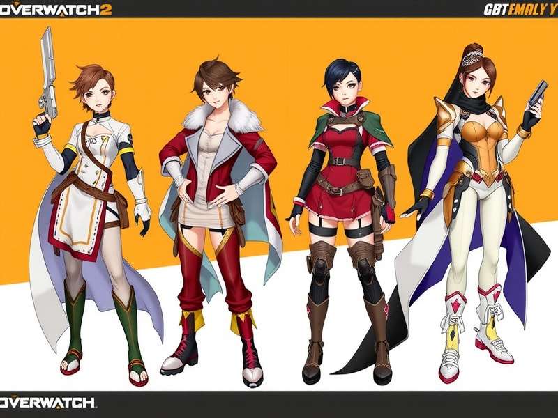 Overwatch 2 female characters group artwork featuring Tracer, Mercy, Kiriko, D.Va, Widowmaker, and more