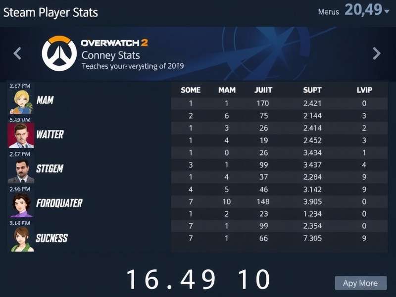 Overwatch 2 Steam player stats dashboard showing player counts and hero data for India region